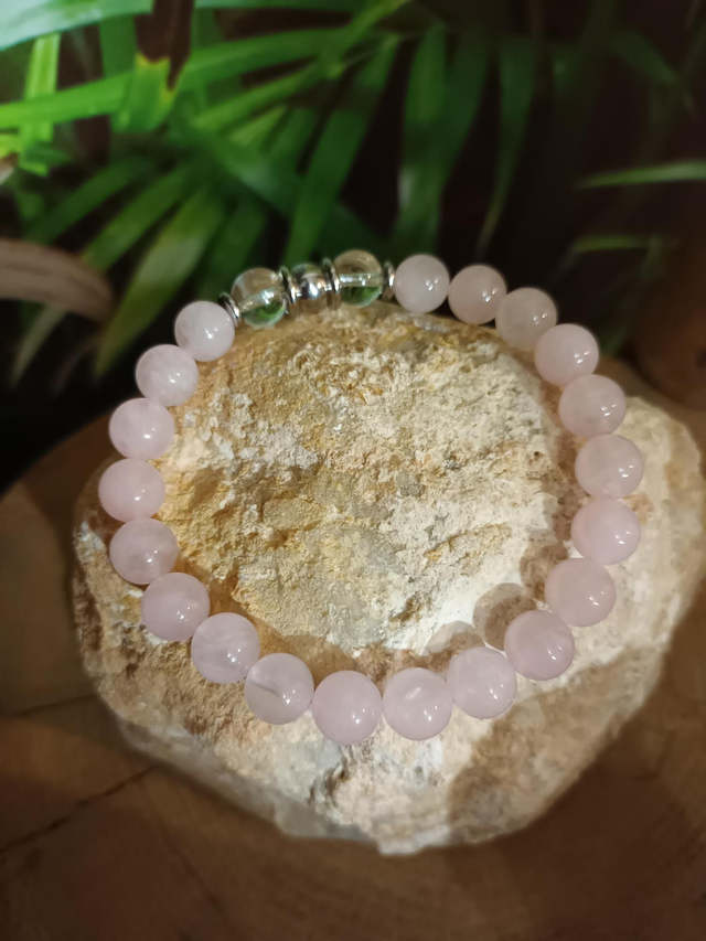 Bracelet en quartz rose et cristal de roche 💗 Favori des clients
