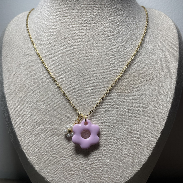 Collier Chaîne Fine Doré Rose Pastel
