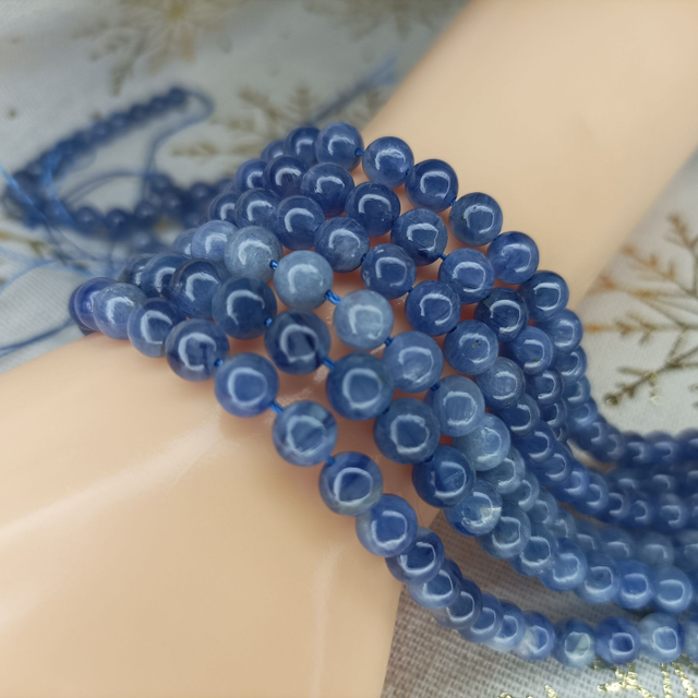 Cyanite / Fil de Perles en 6 mm / Boules en Pierres Naturelles Rondes et Polies
