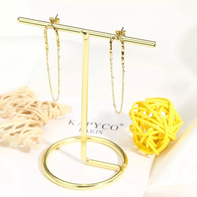 Boucles d'oreilles en acier avec chaînette