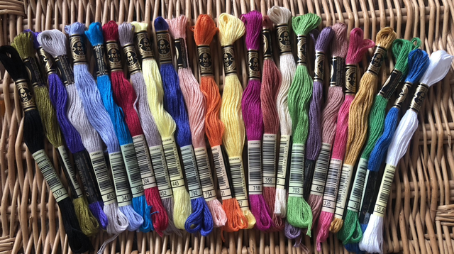 bundle of 24 Assorted Skeins of DMC Threads