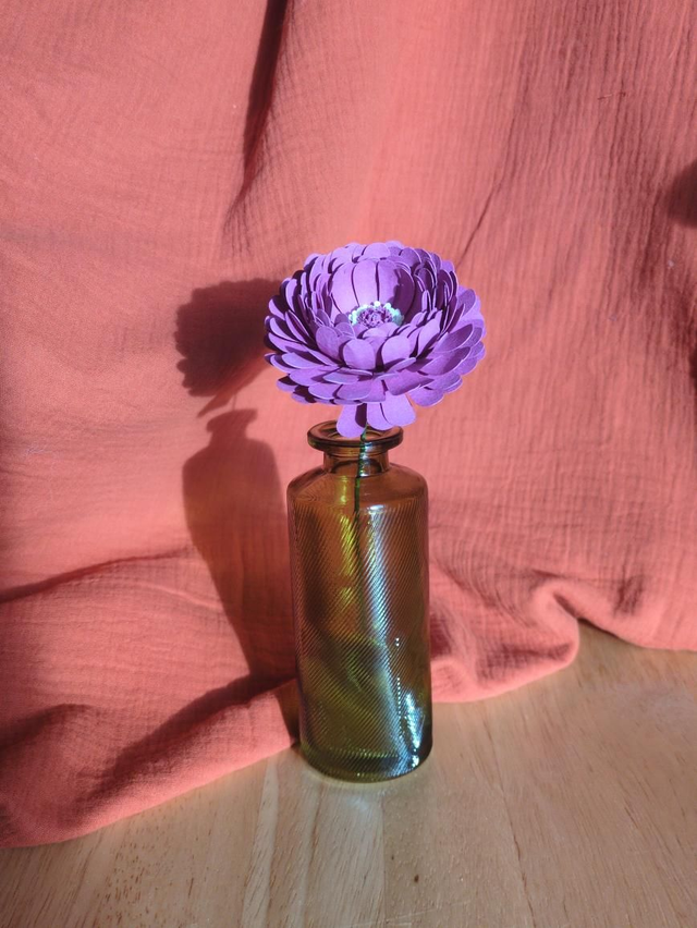 Vase soliflore verre ciselé diagonale vert