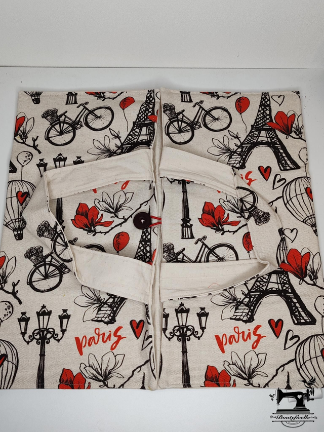 Sac à tarte lin &quot;LOVE PARIS&quot;