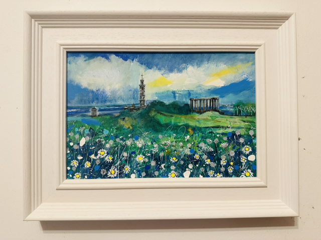 Original Painting - Cityscape-Edinburgh-Daisy Chains, Carlton Hill