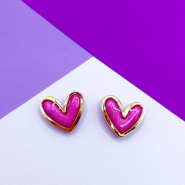 Rose Pink Heart Studs