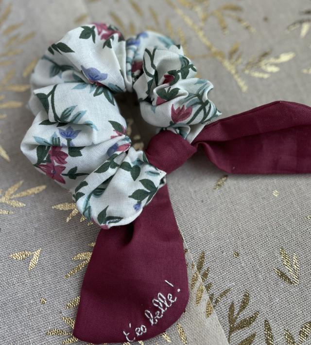 Mini Foulchie t’es belle (bordeaux, fleuri)