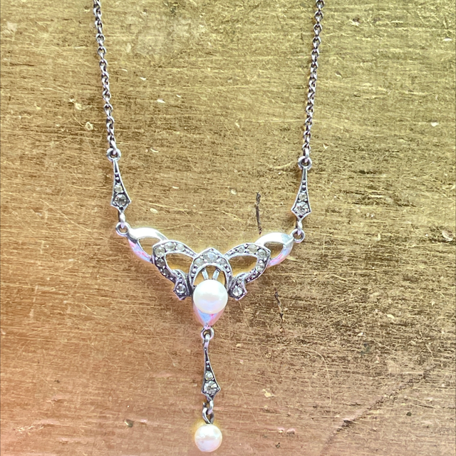 Echtes Jugendstil Collier Silber Perlen