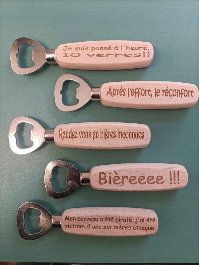 Décapsuleur bois humoristique 