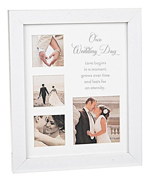 Modern white wedding/engagement  Multi Photo Frame.