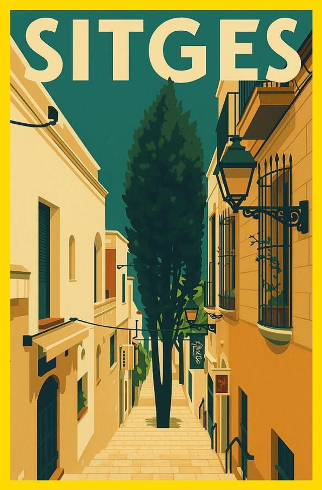Póster de viaje de Sitges - Una calle estrecha