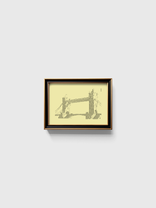 A4 Schreibmaschinenbild Tower Bridge in Schwarz auf Elfenbein