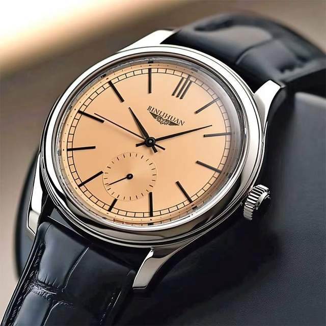 Montre bracelet cuir noir à quartz rétro ronde pour hommes étanche 3 bars