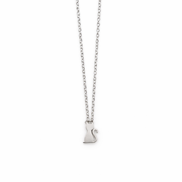 Cadena acero plateado mini gatito 