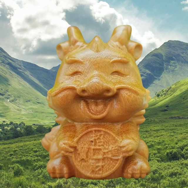 Echtholzfigur Glücksdrache