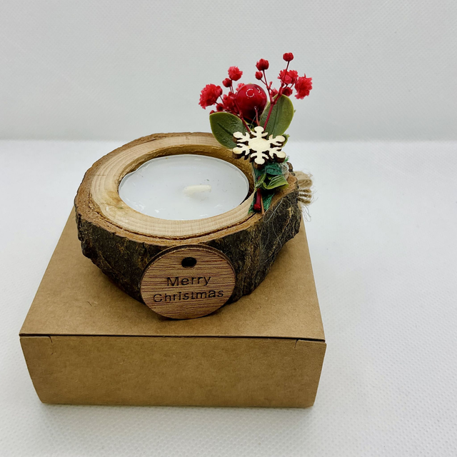 Rustic Christmas tea light candle’s holder with gift box.