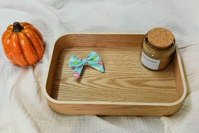 Nœud bleu hérisson rose S