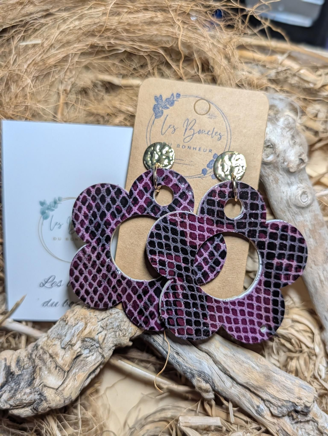 Boucles d'oreilles Sonia violet python sa006