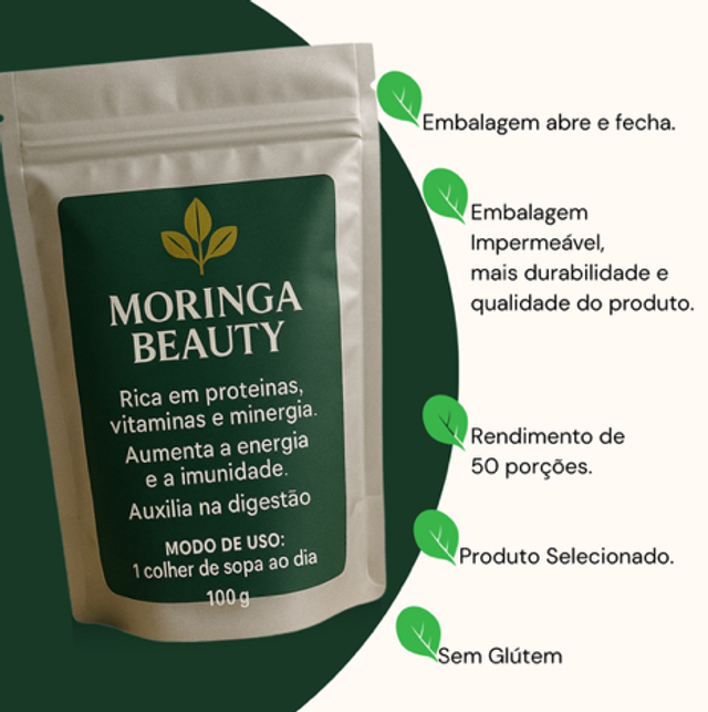 Pó de Moringa 100g – Energia, Imunidade, Emagrecimento e Bem-estar Natural