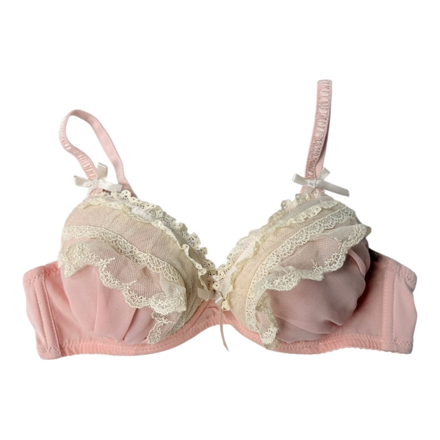 Pink + cream frill Japanese Bra 32A 