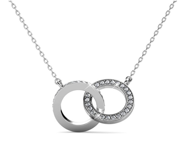 Pendentifs Circle Twin - Argenté et Cristal