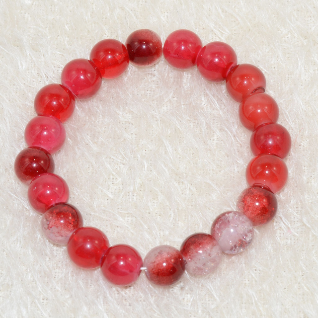 B1 - Bracelet perles verre marbrées cerise