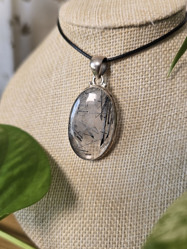 Quartz à Tourmaline Noire - Pendentif en Argent 925