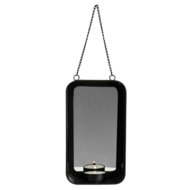 Gusta Wand waxinelichthouder zwart 1 houder 18 cm 