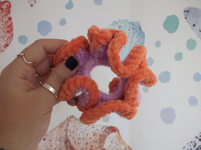 Lilac and Light Orange Mini Scrunchie