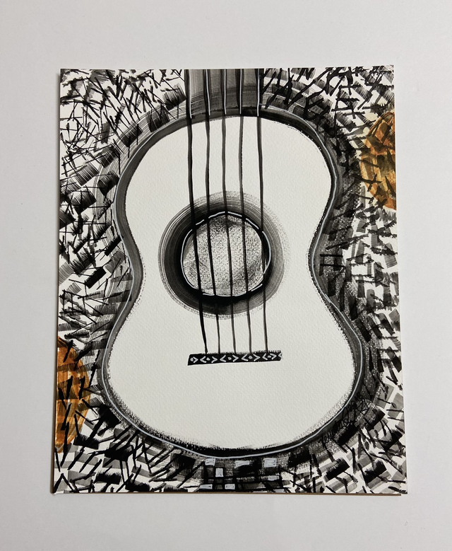 ARTSOS - WATER- COLOR ART ON PAPER / TNRb LA GUITARRA