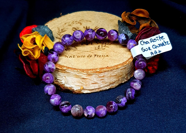 Bracelet Charoïte sur mica quartz AA+