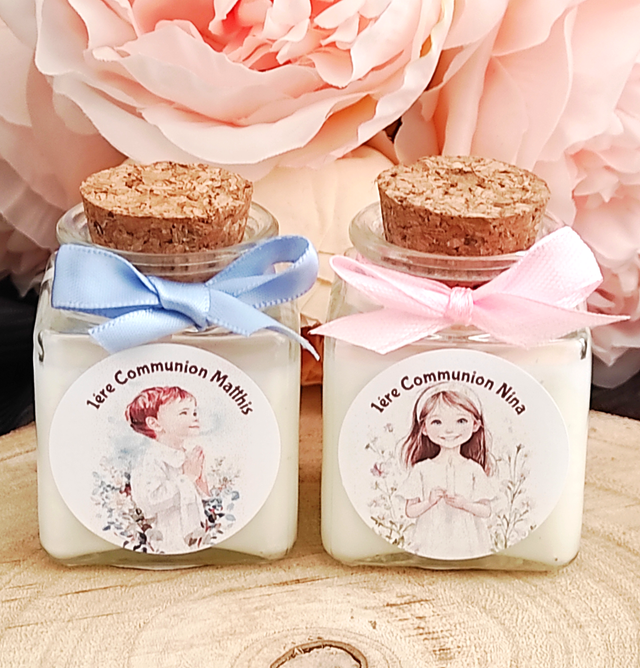 Bougie flacon cadeau invités communion