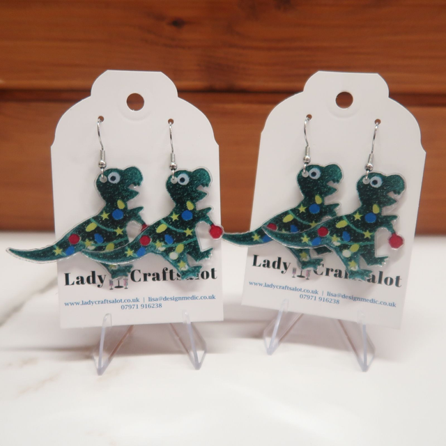 Christmas Dino Earrings