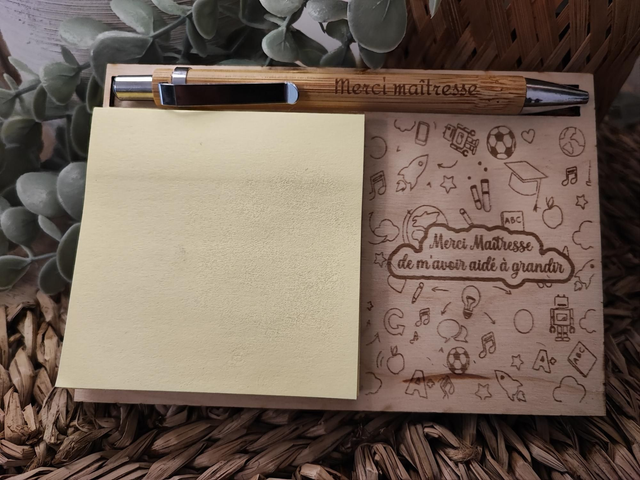 Support post-it avec stylo "Scolaire "