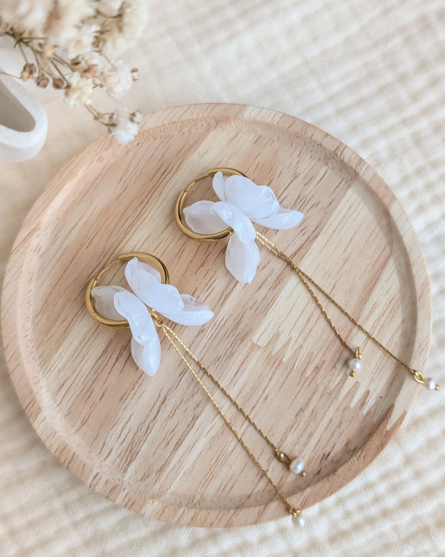 Créoles ROSALIE longues blanc