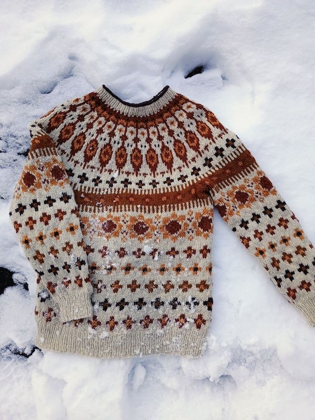Kathmandu Sweater Kit - Col 01 (Lt Beige and Copper Luna &amp; Vidde) - Wool &amp; Pattern - Linka Neumann