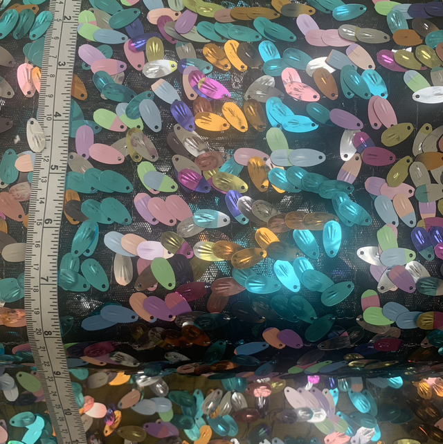 Sequin mesh oval multi