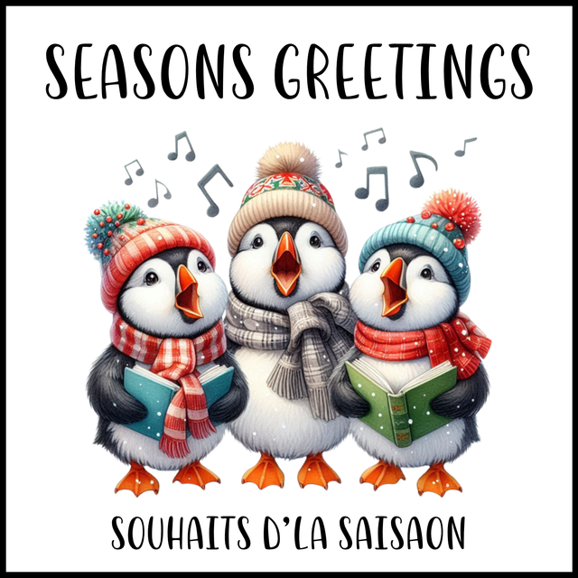 102A - CHRISTMAS CARD - PUFFIN SEASONS GREETINGS