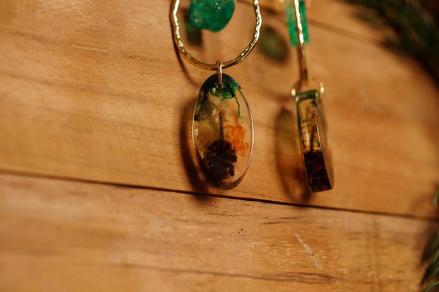 Boucles d'oreilles - Les givrées - Vert foncé
