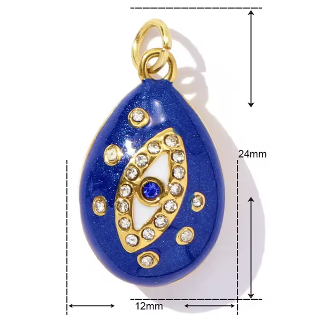 Charm occhio greco goccia BLU 3d