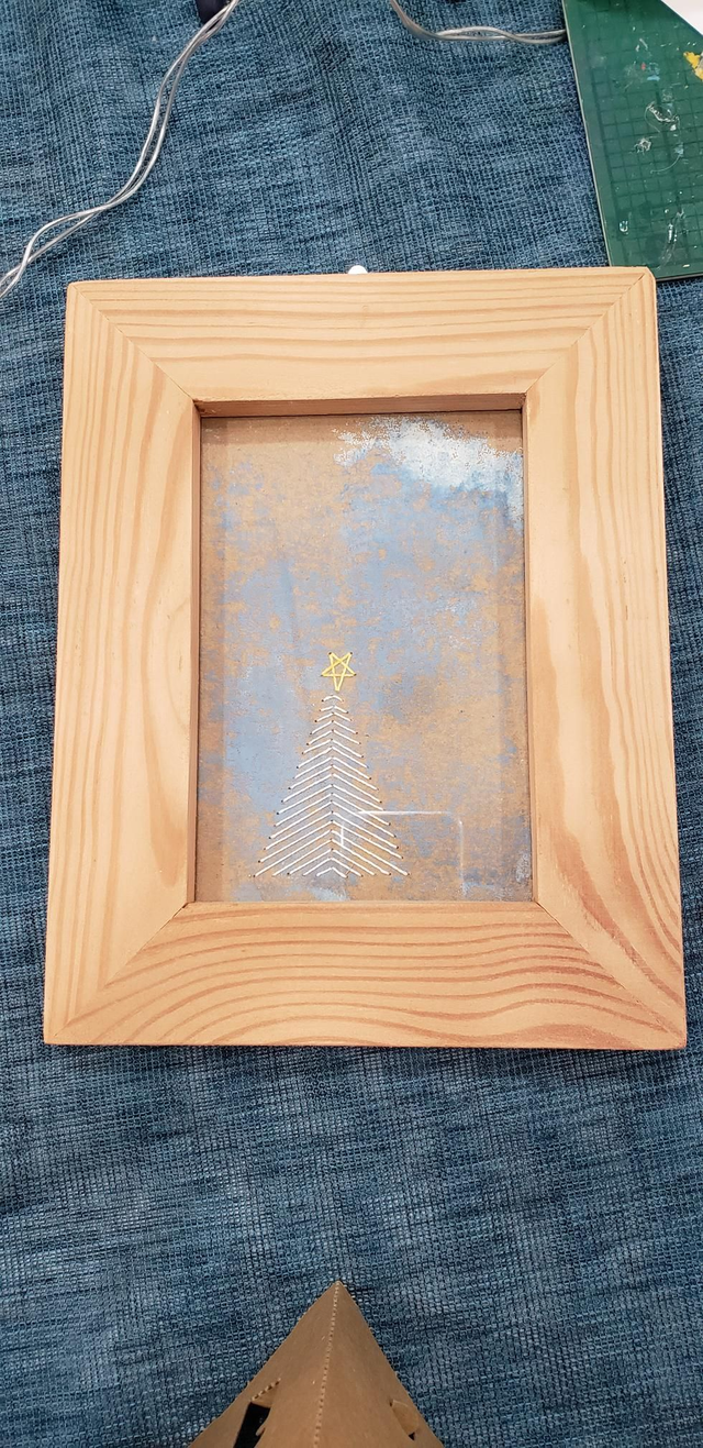 Stitched mounted  tree picture 