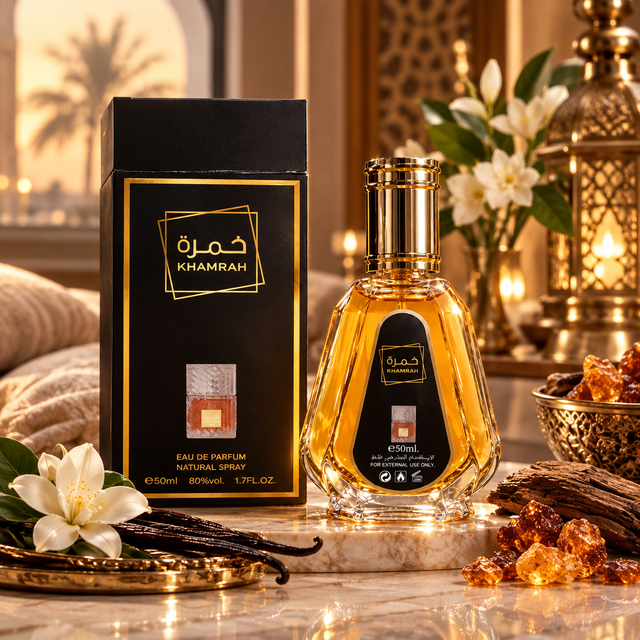 Khamrah Eau de Parfum 50 ml – Parfum Mixte Oriental Gourmand aux Notes de Cannelle, Praliné, Vanille et Ambre