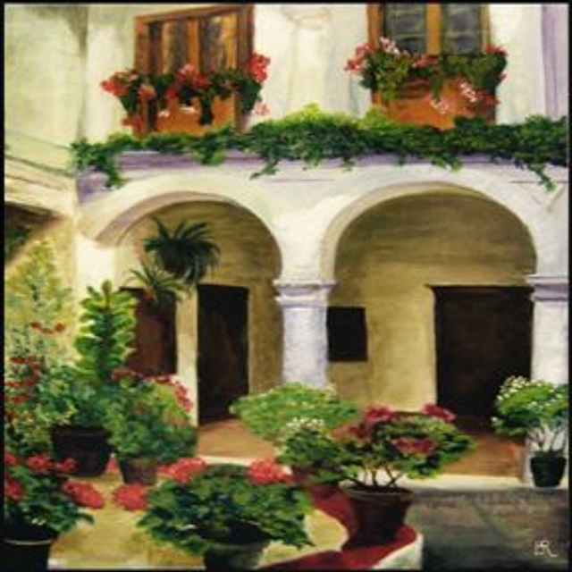 Spanish Courtyard by Bernadette Rome