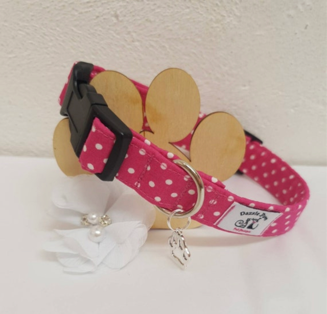 Cerise Polkadot Collar   