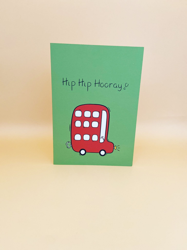 Red bus greeting card
