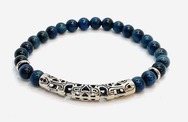 Bracelet Œil de tigre bleu 6mm
