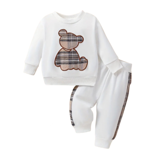 2-delige set broek met trui beer wit 