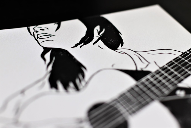 Linogravure A4 Guitariste (Hayley Williams)