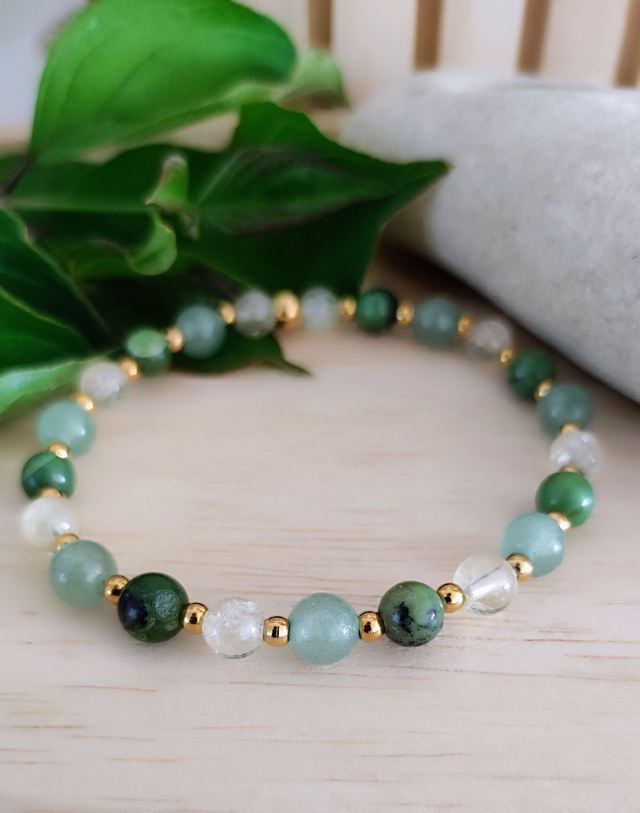 Bracelet "Chance" Aventurine verte, Citrine et Jade Néphrite