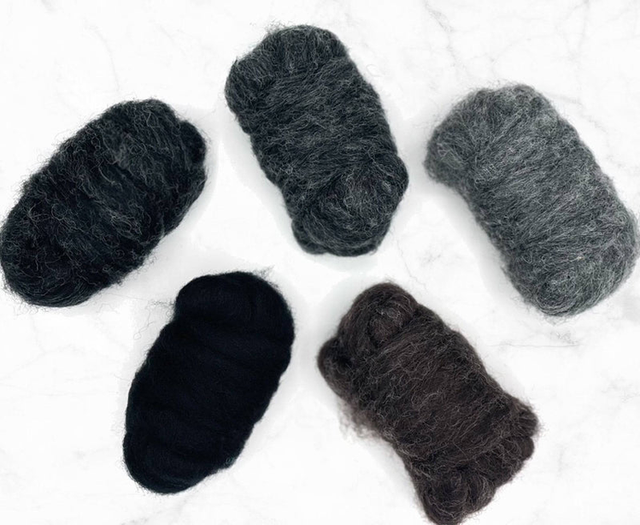 Carded Corriedale Sliver mixed pack Dark Tones