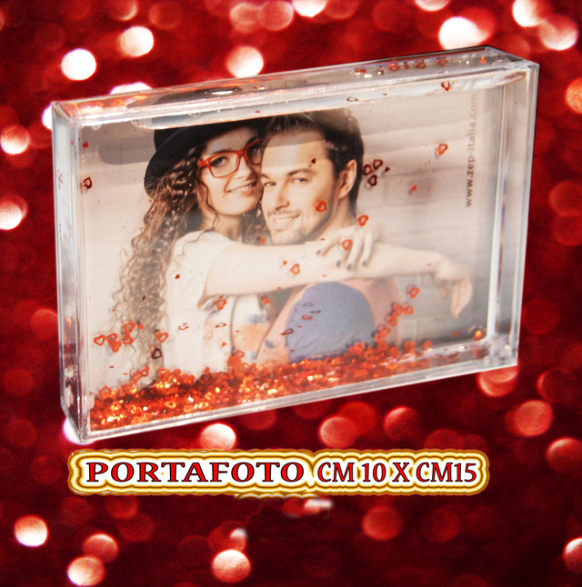 PLEXIGLASS SHAKE RETTANGOLO DETTO PALLA DI NEVE CON FOTO PERSONALIZZATA 10X15CM